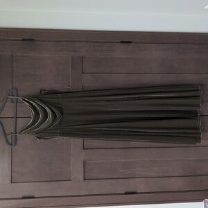 Olive green velvet formal dress